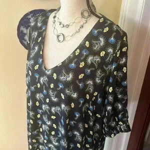 Eloquii | Navy Floral Puff Sleeve Shift Dress